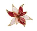 Voir la slide Fleur décorative Noël poinsettia velours bordeaux pétales organza rose transparent bords sequins dorés fils dorés D40cm