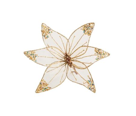 Tige Poinsettia champagne organza 30 cm