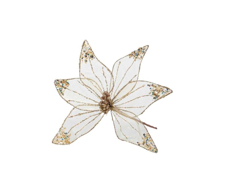 Poinsettia champagne organza 30 cm