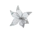 Voir la slide Fleur poinsettia artificielle organza gris transparent bords fils argentés sequins multicolores irisés pistils argentés D30cm