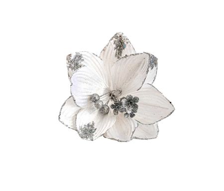 Tige magnolia blanc argenté D 24cm