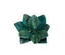 Voir la slide Fleur magnolia artificielle tissu bleu pétrole nervures bords paillettes irisées pistils boules bleu pétrole D24cm