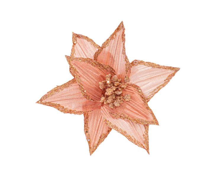Tige fleur saumon tissu D 26 cm