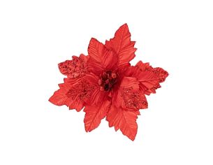 Fleur de Noël rouge pailletée D 30 cm