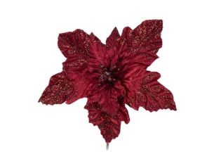 Tige Poinsettia bordeaux 22 cm
