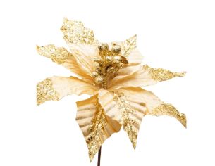 Pic Poinsettia doré velours 20 x 26cm