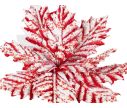 Voir la slide Grande fleur poinsettia artificielle velours bicolore rayures rouges blanches effet givré D27cm