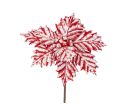 Voir la slide Grande fleur poinsettia artificielle velours bicolore rayures rouges blanches effet givré D27cm
