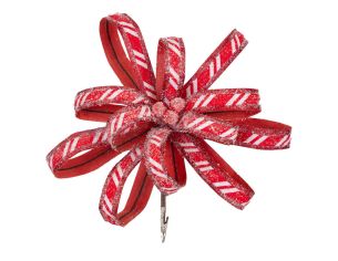 Fleur candy rouge blanc pailleté D 25 cm