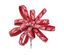 Voir la slide Fleur nœud candy rouge rayures blanches rubans givré pailleté pistils rouges clip métallique D25cm