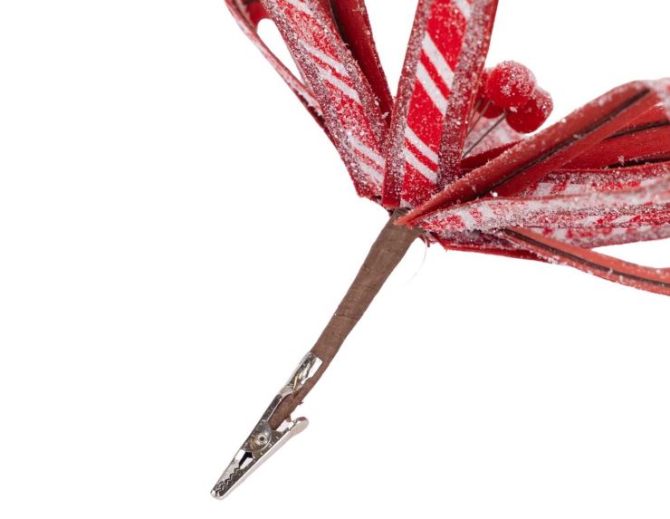 Fleur candy rouge blanc pailleté D 25 cm