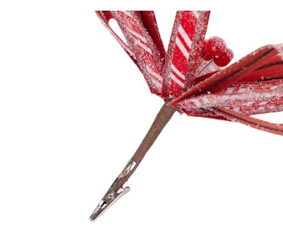 Fleur candy rouge blanc pailleté D 25 cm