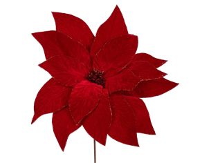 Grande Poinsettia rouge sur tige 52 x 50 cm