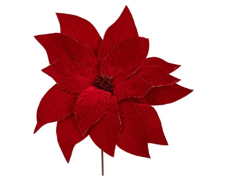 Grande Poinsettia rouge sur tige 52 x 50 cm