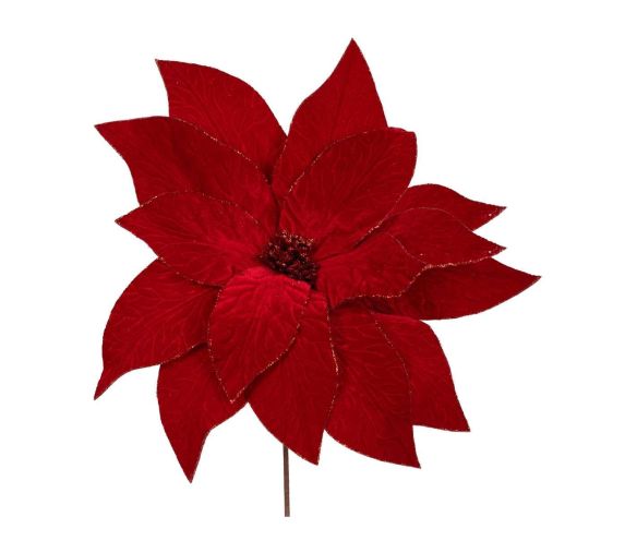 Grande Poinsettia rouge sur tige 52 x 50 cm