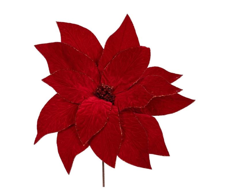Grande Poinsettia rouge sur tige 52 x 50 cm