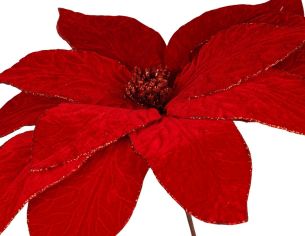 Grande Poinsettia rouge sur tige 52 x 50 cm
