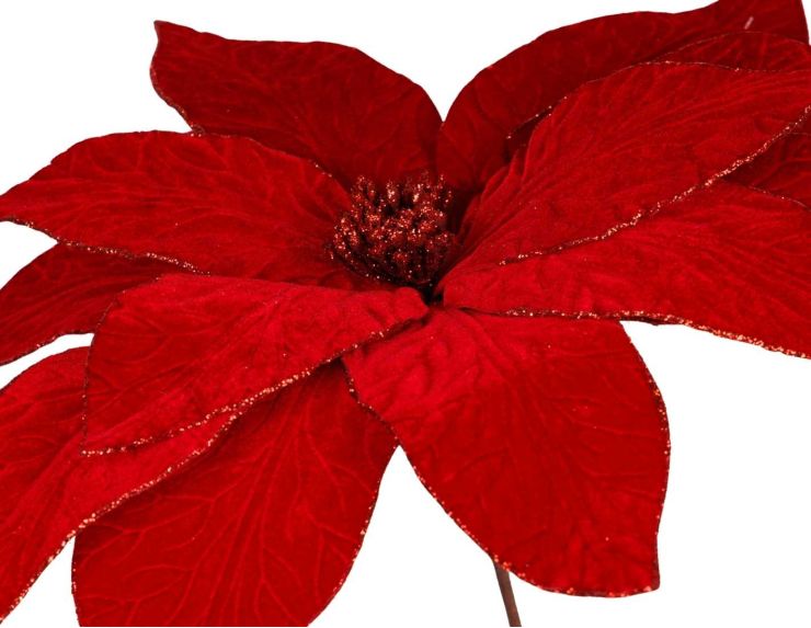 Grande Poinsettia rouge sur tige 52 x 50 cm
