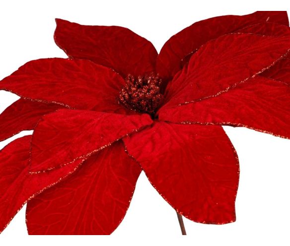 Grande Poinsettia rouge sur tige 52 x 50 cm