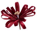 Voir la slide Fleur bow rubans velours bordeaux centre perles dorées sur tige Ø25cm H45cm