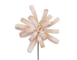 Fleur bow crème en velours doux, ornée de perles nacrées.