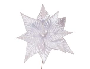 Tige fleur blanche perles 45 x 30 cm