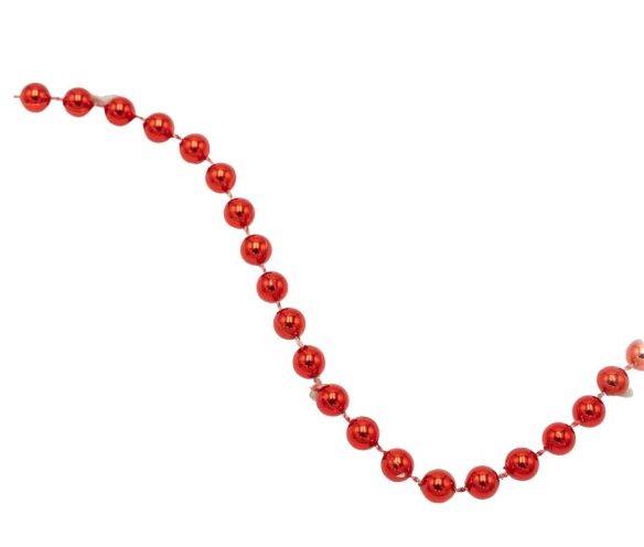 Guirlande perles rondes rouge brillant Ø8mm longueur 10m décoration Noël