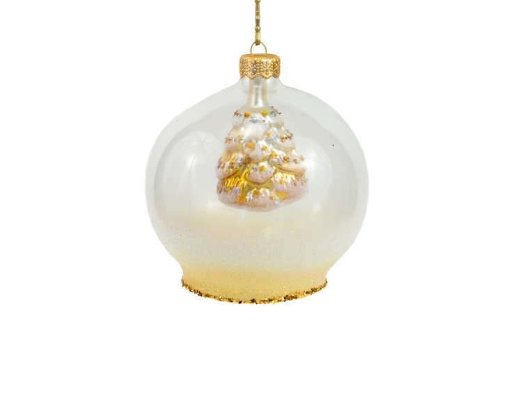 Boule en verre transparente cloche avec sapin à l'intérieur, diamètre 10cm