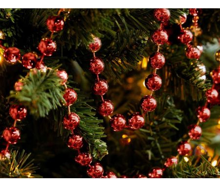 Guirlande perles rouges 14 mm x 2,7 m