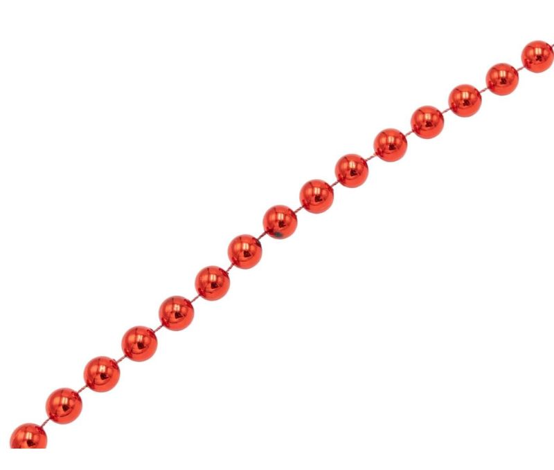 Guirlande perles rondes rouge brillant Ø14mm longueur 2,7m décoration sapin Noël