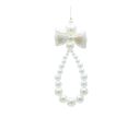 Voir la slide Suspension Noël boucle ovale perles nacrées blanches nœud nacré ruban blanc 5x14cm