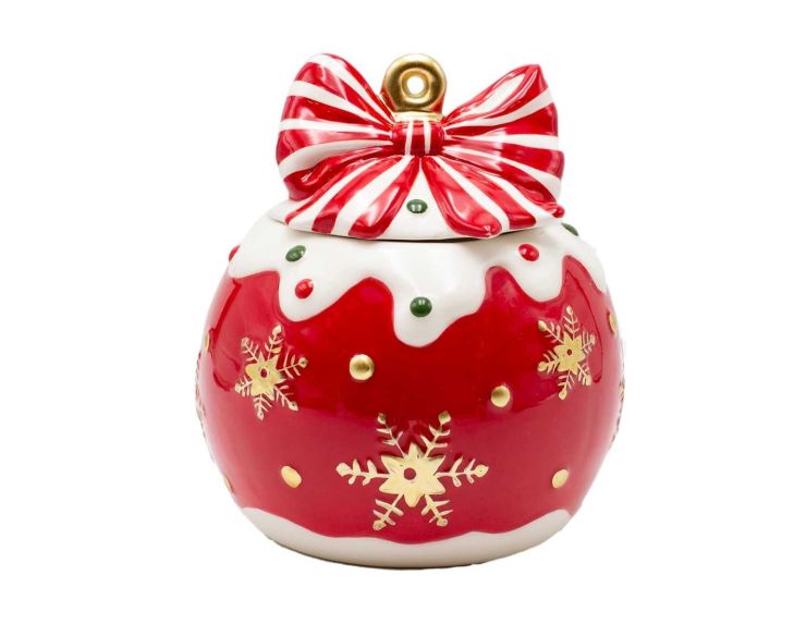 Bonbonnière rouge flocons H 24 cm
