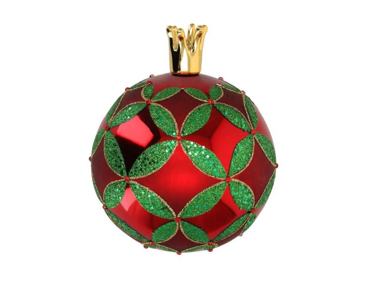 Boule de Noël rouge couronne 10 cm
