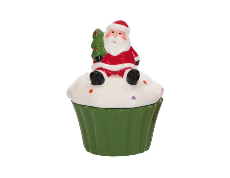 Petit pot en céramique Père Noël H 14 cm