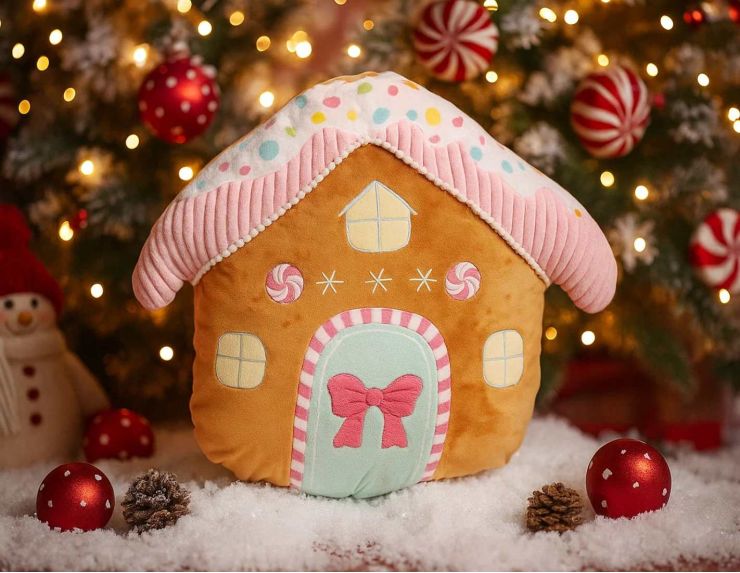 Coussin maison pain d'épices pastel H 40cm