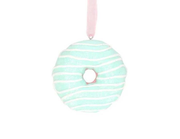 Suspension donut bleu pastel D 8cm