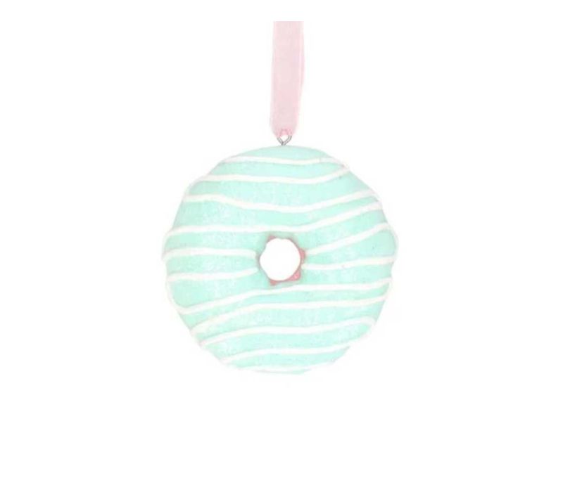Suspension donut bleu pastel D 8cm