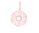 Voir la slide Suspension de Noël en forme de donut rose sucré, décorée de volutes blanches et ruban rose pastel. Hauteur 8 cm.