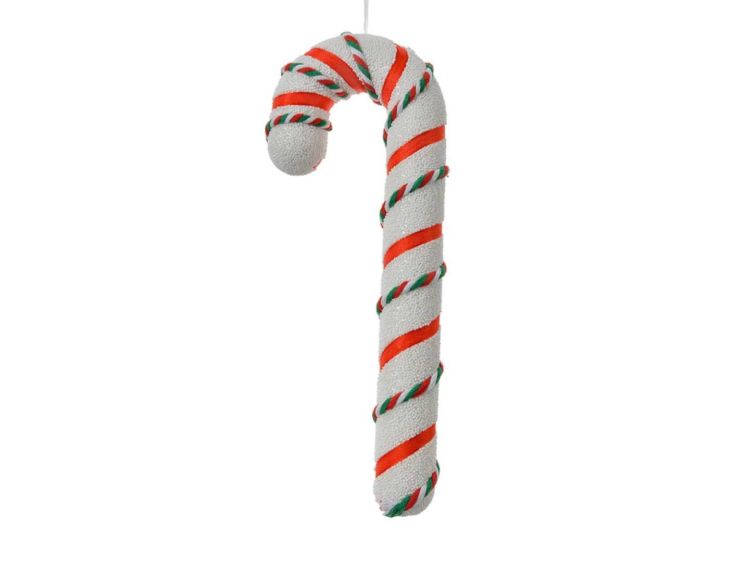 Sucre d’orge blanc rayé rouge vert H26cm