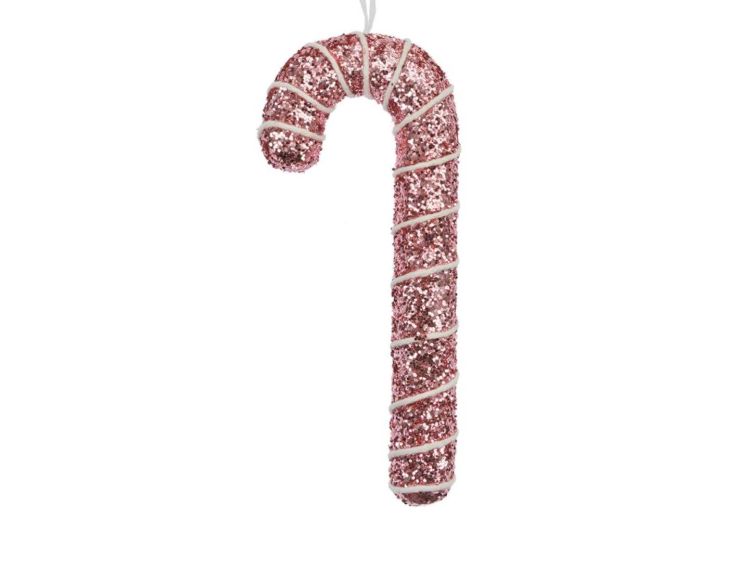 Suspension sucre d’orge rose paillettes H 17cm