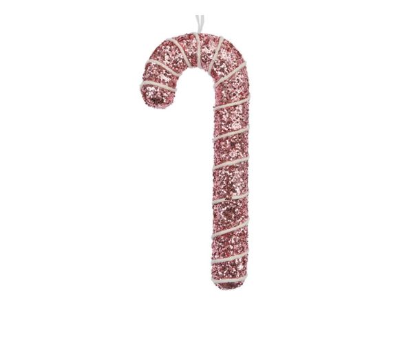 Suspension sucre d’orge rose paillettes H 17cm