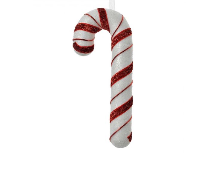 Suspension sucre d’orge blanc rouge H 20cm
