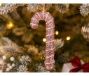 Voir la slide Suspension Noël sucre d'orge entièrement recouvert paillettes roses scintillantes spirale ficelle blanche torsadée H17cm