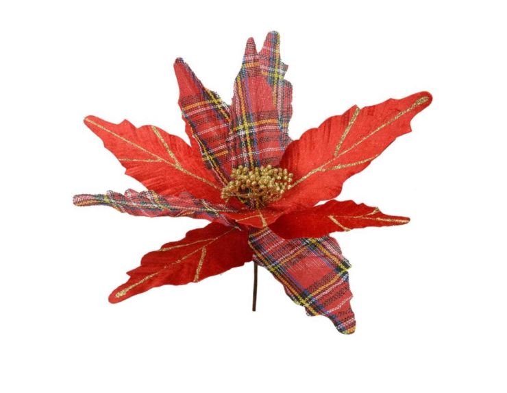 Grande fleur de Noël tartan D 39cm