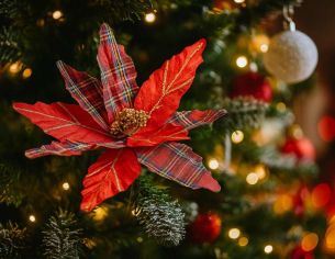 Grande fleur de Noël tartan D 39cm