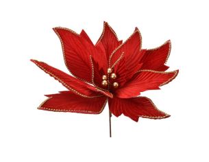 Grande fleur rouge perles dorées D 43cm