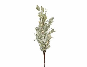 Branche de gui givré perles H45 cm