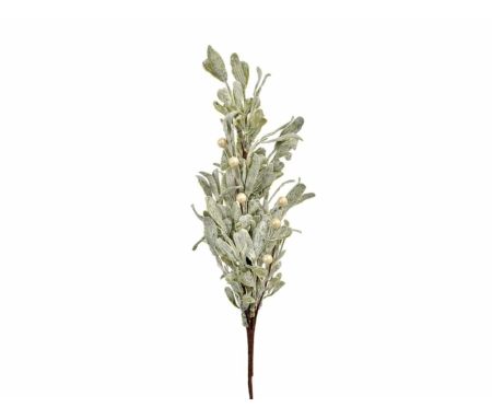 Branche de gui givré perles H45 cm