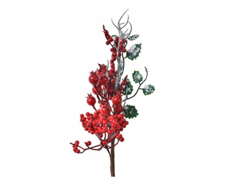 Branche décorative baies rouges H 34cm