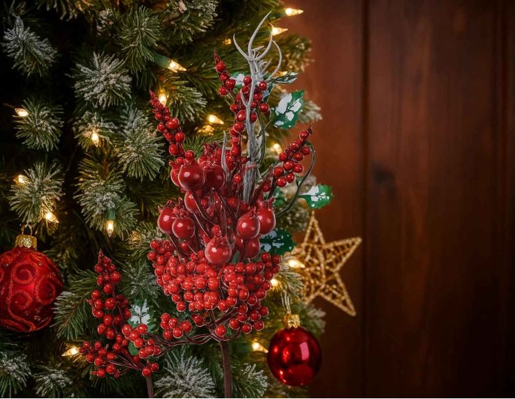 Branche décorative baies rouges H 34cm